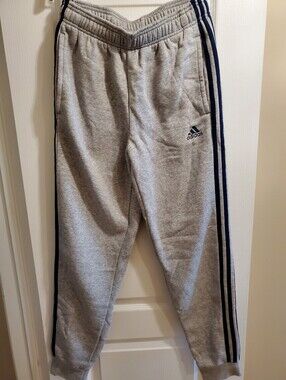 Adidas Grey Sweatpants with Navy Side Stripes